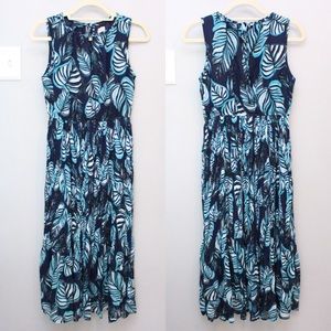 Tropical Keyhole Pleated Midi